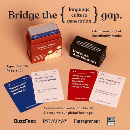 Parents Are Human, Relationship Cards, Get to Know Each Other Better, Parents, Families, Teens & Kids Relationship Building, Light & Deep Questions, 70 Questions & Activity Cards, English +Thai