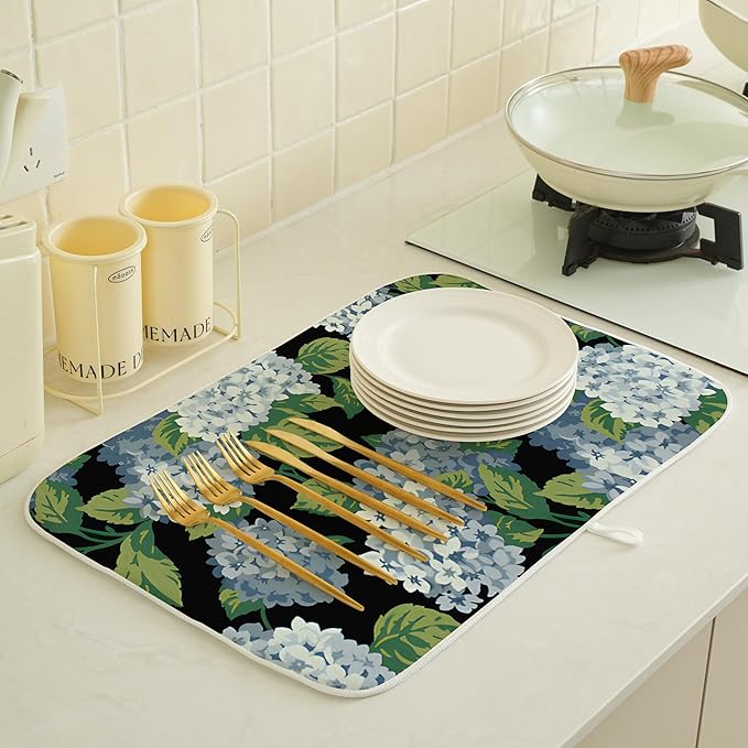 Spring Floral Dish Drying Mat 18x24 Inches