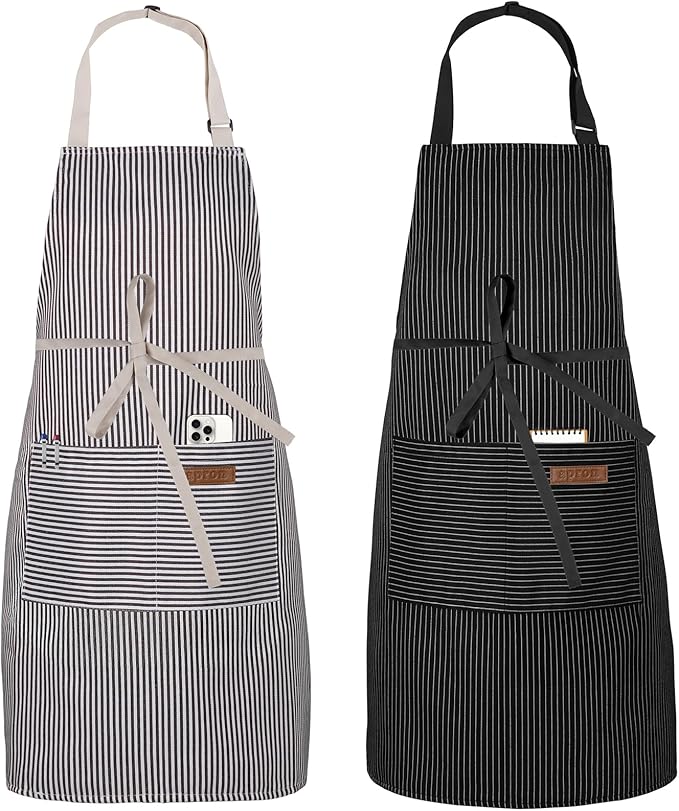 Serrenf 2 Pack Apron, Cooking Kitchen Aprons, Adjustable Bib Apron
