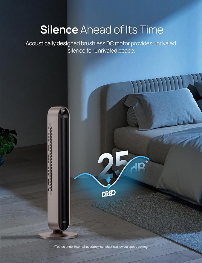 Dreo Smart Tower Fan Voice Control, 120° Oscillating Fan Works