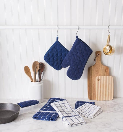 DII Basic Terry Collection Quilted 100% Cotton, Nautical Blue, 3 Piece