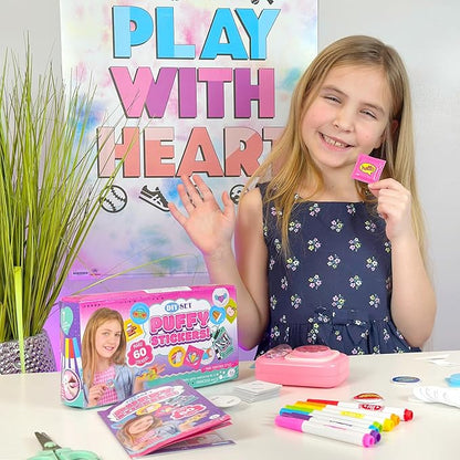 Puffy Sticker Maker Kit for Kids - Make Your Own 3D Stickers Ages 6-10 - Create DIY Craft Machine Unicorn Arts and Crafts Kits for Girls & Boys (60 Stickers)