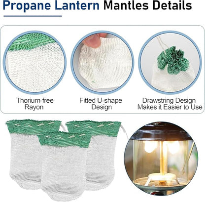 Upgrade Camping Lantern Accessories, Camping Lantern Mantles for Coleman Standard String Tie #21 Mantles(20 Total Mantles)