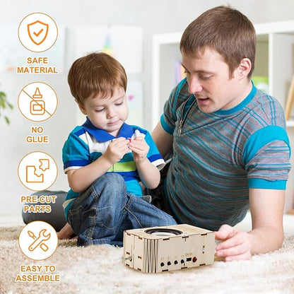 STEM Kits for Kids Ages 8-12 Wooden FM Radio Kit with Snap Circuit for 9 10 11 13 Year Old Boy Crafts 3D Puzzle Science Project with DIY Surface Educational Birthday Gifts for Boys and Girls