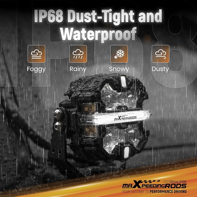 maXpeedingrods 5 Inch 178W Off Road Lights, LED Pod Light 21360LM with Amber/White DRL 3 Modes, 270°Side Shooter for Trucks Jeep Pickup UTV ATV Motorcycles Spot Ditch Light with Black Covers