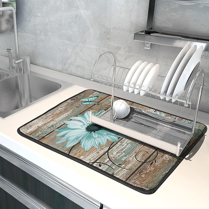 Giwawa Rustic Daisy Dish Drying Mat