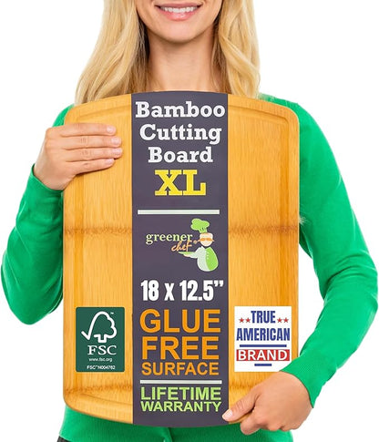 FSC-Certified Extra Large Bamboo Cutting Board Featuring 18 Inch Glue-Free