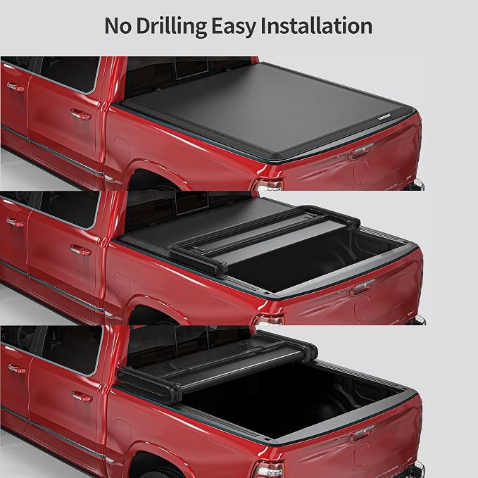 OEDRO Soft Tri-fold Truck Bed Tonneau Cover Compatible with 1999-2025 Ford F250 F350 F-250 F-350 Superduty 6.8 ft Bed