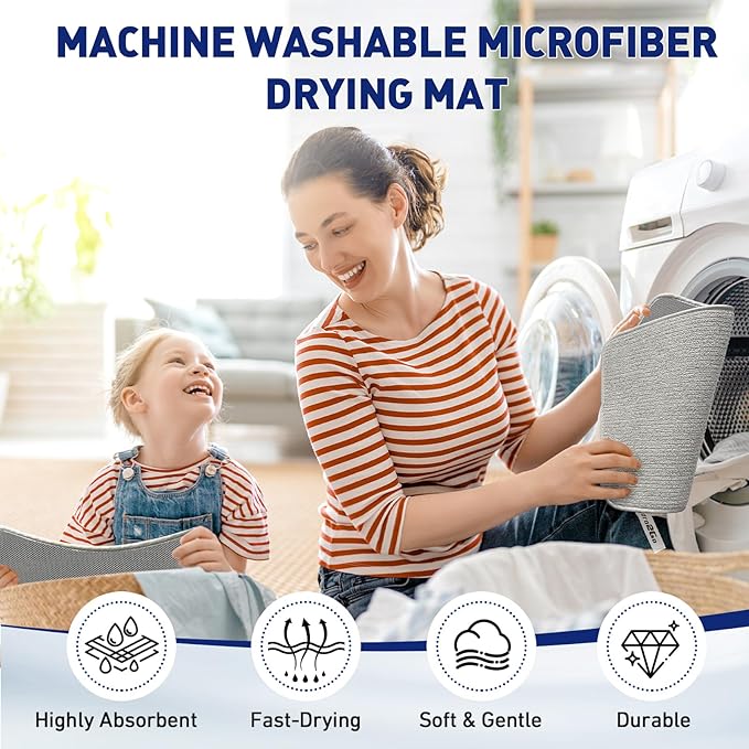 14.6*11.8 inch Microfiber Dish Drying Mat, 2 Compact Ultra Absorbent Dish Mat