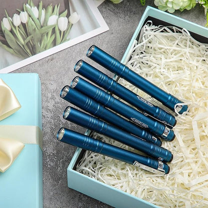 36 Pack Mini Pen Flashlights Bulk LED Pen Lights Aluminum Pocket Flashlights with Clips Small Handheld Torches Gifts for Camping Hiking Emergency Outdoor (Blue)