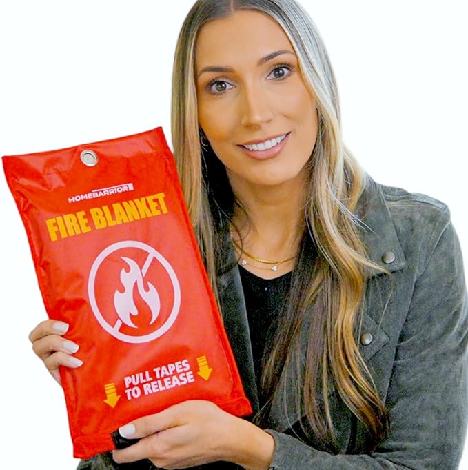 Emergency Fire Blanket for Fire Suppression, 39x39 inches Flame Retardant Fabric Fireproof Blanket, Survival Gear for Home Safety, Outdoor Camping (1 Pack)