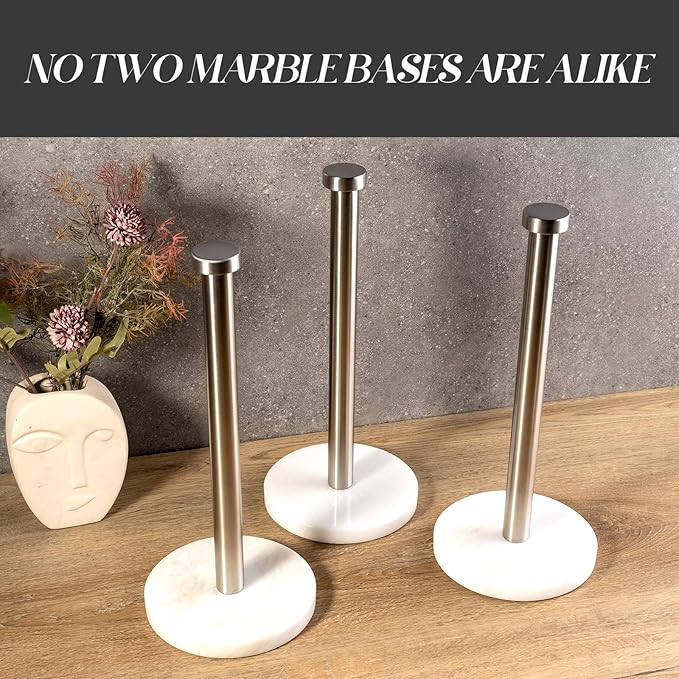 Koville African Genuine Marble Paper Towel Holder Countertop,