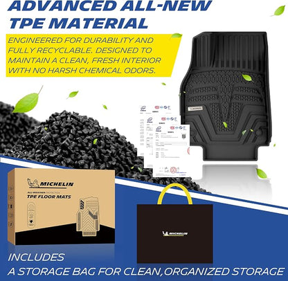 Michelin Vehicle Mat, All-Weather TPE Custom Fit Liner for Tesla Model Y 5 Seat Floor Mats 2025-2027 (9 Piece), Elite