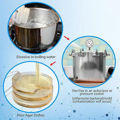 Nutrient Agar Powder 100 Grams - Evviva Sciences - Makes Over 150 to 200 Agar Petri Dishes - Easy to Use - Great Science Fair Projects - W/Experiment Ebook