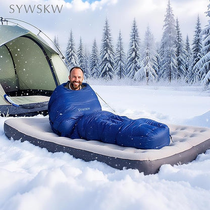 Down Sleeping Bag with Pillow, Lightweight Wide Sleeping Bag (86.6 in x 33.5 in) for Adults Backpacking,Hiking and Camping Outdoor with YKK Two-Way Zipper,680FP Duck Down