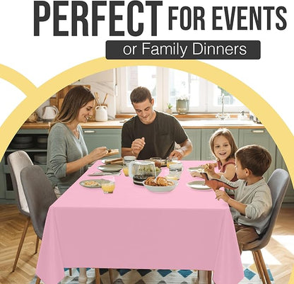 Exquisite 66% Thicker Premium Plastic Table Cloth Rectangle Table Cover 0.5 Mil 12 Pack Pink Table Cloth 54 Inch x 108 Inch Disposable Tablecloth Won't Tear Easily Like Cheap Thin Brands