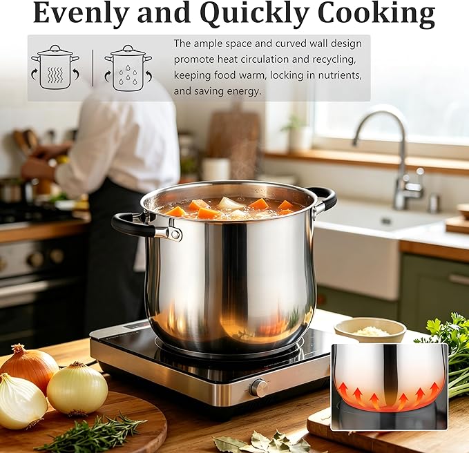 E-far 10 Quart Stock Pot, Stainless Steel Pot