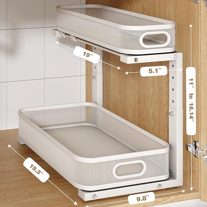2 Pack 19.3IN-Depth Under Sink Organizer