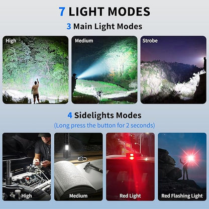 Rechargeable LED Flashlights High Lumens, 99,000 Lumen Super Bright Flashlight with 7 Modes & Waterproof, Powerful USB Rechargeable Handheld Flash Light for Camping Home(2 Pack)