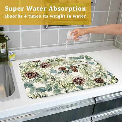 Winter Christmas Dish Drying Mat