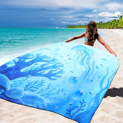 WIWIGO Beach Blanket Waterproof Sandproof Beach Mat 79" X 83"/10'x9'for 2-8