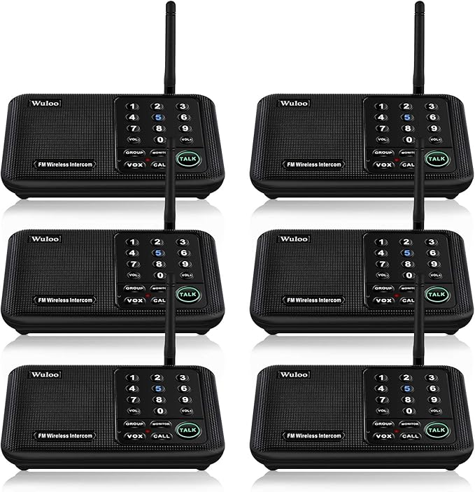 Wuloo Intercoms Wireless for Home 5280 Feet Range 10 Channel 3 Code, Wireless