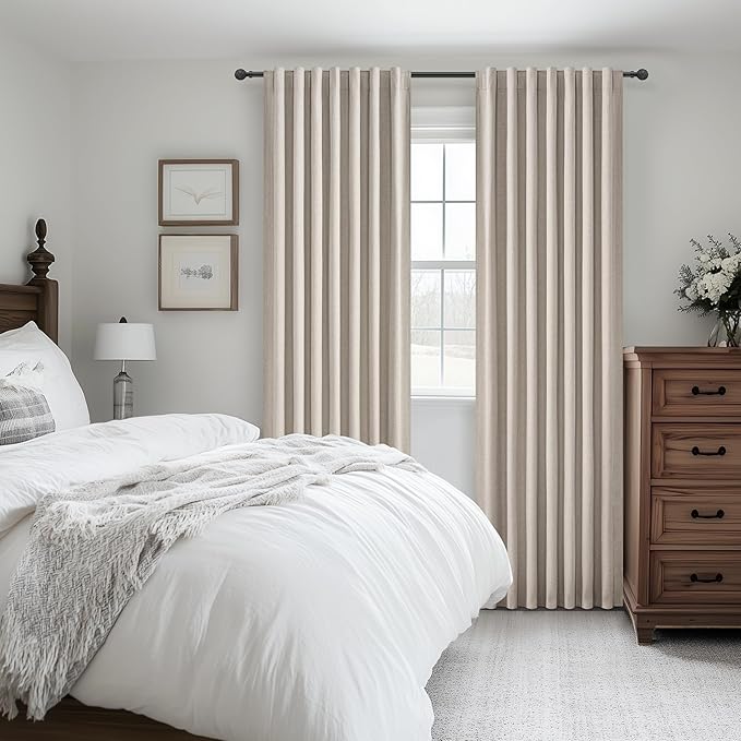 Grey Flax Taupe Short Small Window Room Darkening Curtains 54 Inches Long
