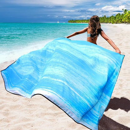 Beach Blanket Waterproof Sandproof Beach Mat 79" X 83"/10'x9'for 2-8 Adults Quick Drying Outdoor Picnic Mat Beach Accessories for Travel, Camping, Hiking