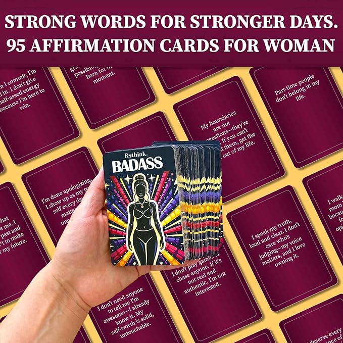 QUOKKA Badass Affirmation Cards for Women – 95 Fierce Daily Motivational Messages to Awaken Power, Boost Confidence, and Uplift Mindset – Self Care and Mental Strength Gift for Her