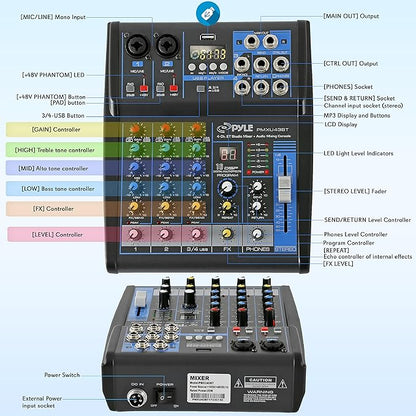 Pyle Professional 4 Channel Audio Mixer