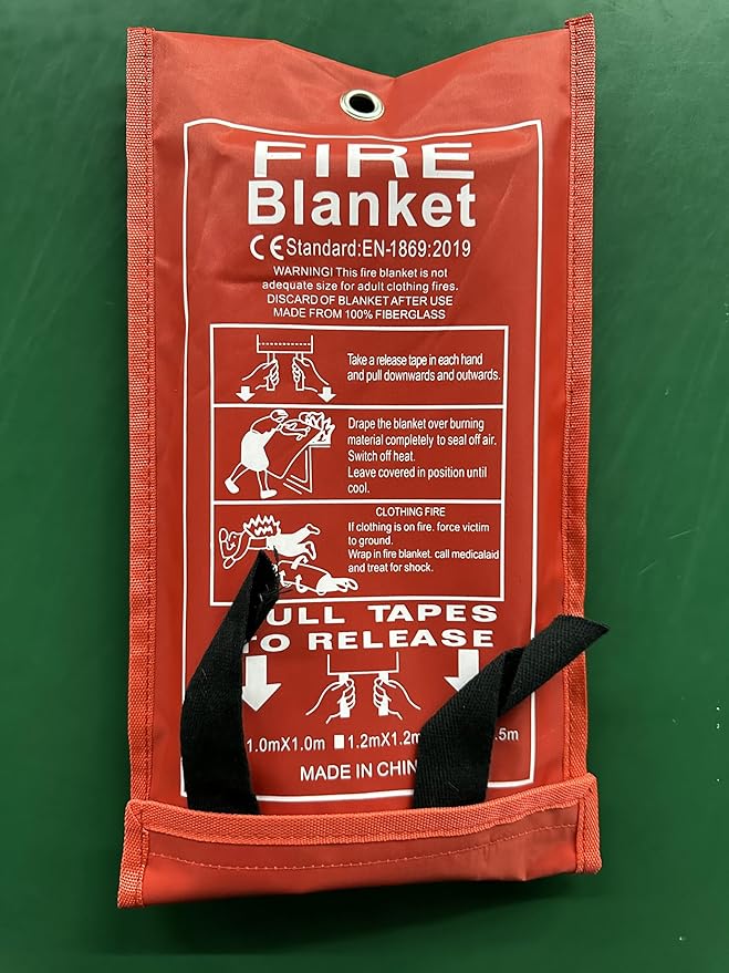 FLASLD Emergency Fire Blanket for Home, 40x40 Inch Fiberglass Fire Blankets Emergency for People, Fire Suppression Blanket for Kitchen, Fire Extinguisher for Home