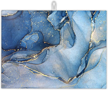 Blue Gold Marble Dish Drying Rack Mat