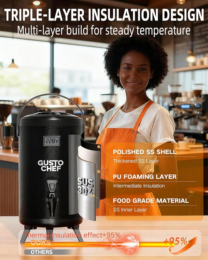 Insulated Beverage Dispenser 3 Gallon, Hot&Cold Drink Dispenser