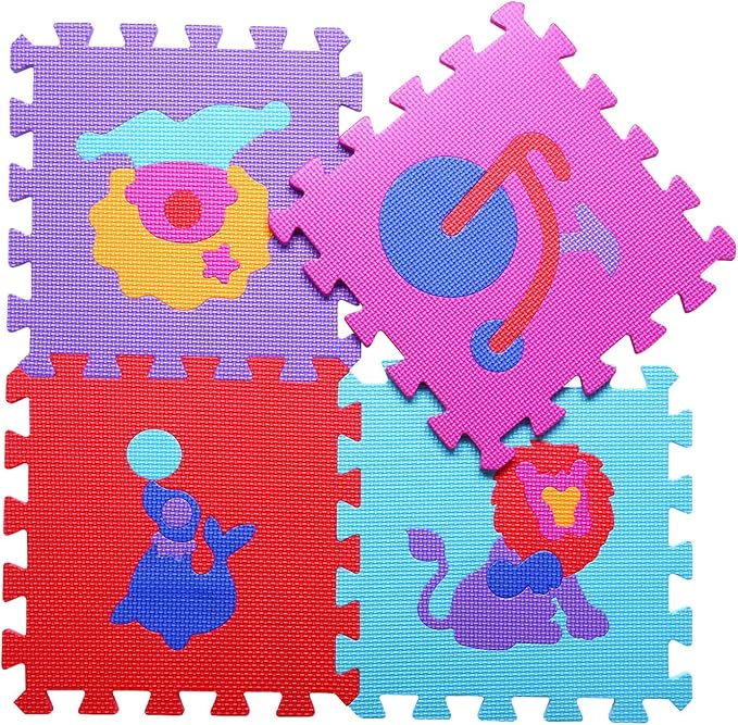 Coolcandy Baby Play Mat, 25Pcs Interlocking Puzzle Floor Mat, with Safety Fence - 0.4" Thick Non-Toxic EVA Foam Play Mat, for Infants & Toddlers 3-36 Months, Soft Puzzle Tiles for Play Areas