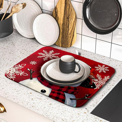 Christmas Snowman Dish Drying Mat