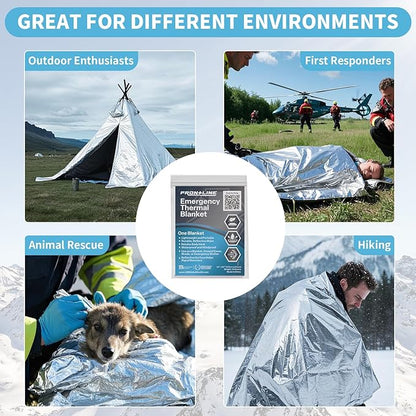 FRONTLINE Mylar Emergency Blankets 54" x 84" | Lightweight Thermal Survival Space Blanket, Waterproof & Windproof Foil Blanket for Camping, Hiking, First Aid & Disaster Preparedness (4)