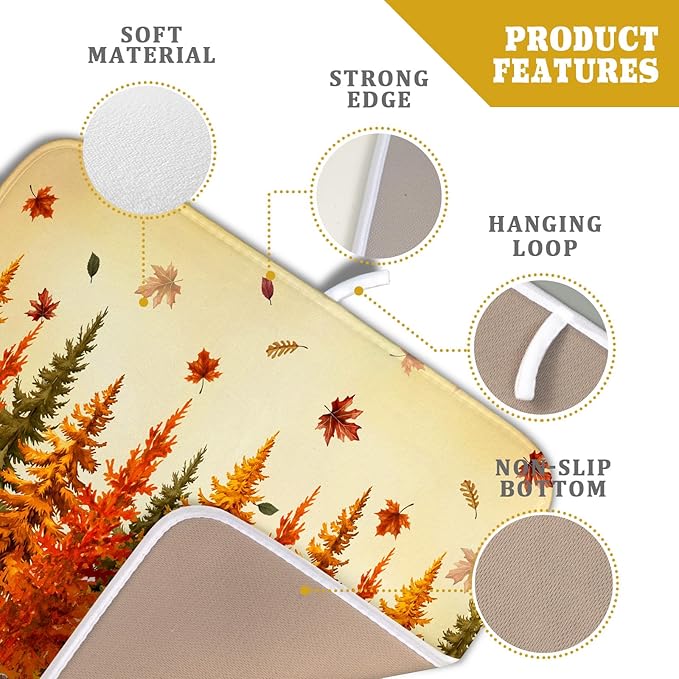 Autumn Drying Matt Kitchen Counter Small Absorbent Coffee Mat Fall Forest