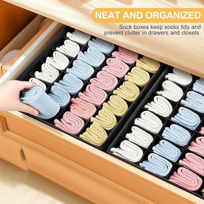 Joyoldelf Sock Drawer Organizer Divider Underwear Organizer 24-cell Fabric