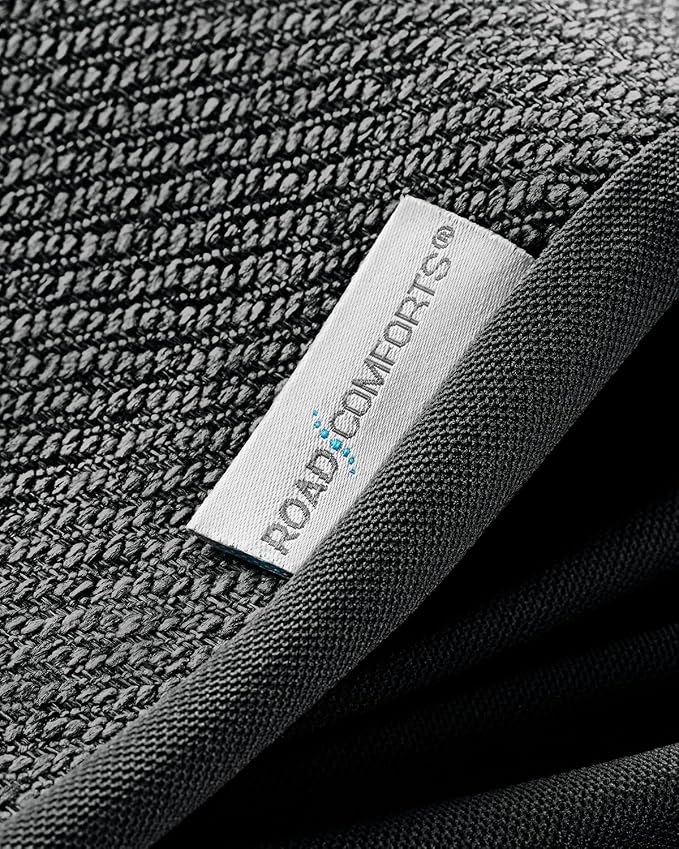 Road Comforts Car Seat Covers for Front Seat, High Back Heavy Duty Breathable Flax Seat Protector, Airbag, Not Seat Belt Compatible, Washable Seat Cover Fits for Most Cars, Trucks, SUVs, Vans Black