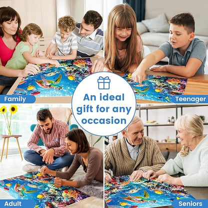 500 Piece Puzzle for Adults, Turtle Jigsaw Puzzles, Sea Animals Puzzles 500 Pieces, Birthday and Barious Holiday Party for Family Kids and Adults, Funny Puzzle for Adults, 20.5x15 in