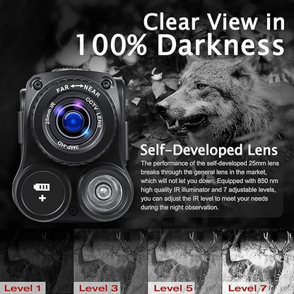 GeowFiiTech Night Vision Monocular, 4K Infrared Digital Night Vision Goggles with 850nm IR, 40M Photo & 4K Video, 984FT Range, 8X Zoom, Rechargeable Battery, 32GB Card for Hunting Camping Adventure