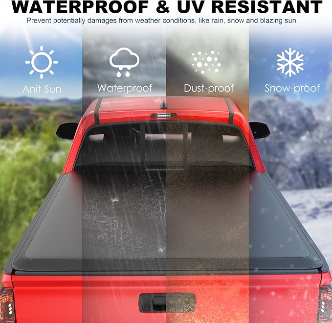 MOSTPLUS 5FT Roll-Up Soft Vinyl Truck Bed Tonneau Cover Compatible with 2016-2023 Toyota Tacoma Extra Short Model On Top Fleetside Cargo Bed 60Inch