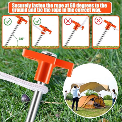 smillixin 23 Pack Tent Stakes Heavy Duty,10 Inch Non-Rust Metal Tent Pegs Camping Stakes,Ground Stakes Tent Spikes for Camping,Garden,Hiking,Grassland,with 1 Pcs Hooked Head & 2 Pcs 10FT Ropes