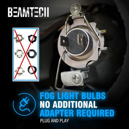 BEAMTECH H7 Bulbs,H7 Light Bulb Plug and Play No Adapter Required 1:1 Size 6500K White Fog Light Bulb of 2