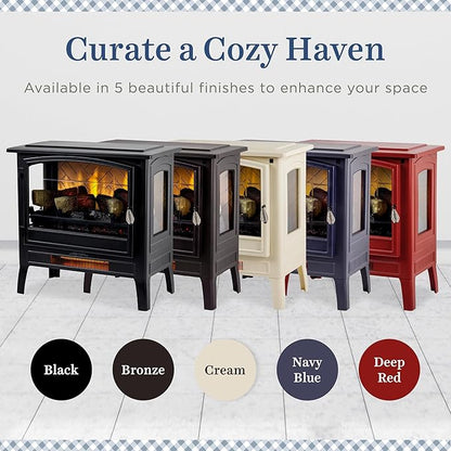 Country Living Infrared Freestanding Electric Fireplace Stove Heater in Black |