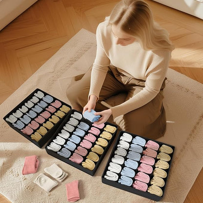 Joyoldelf Sock Drawer Organizer Divider Underwear Organizer 24-cell Fabric