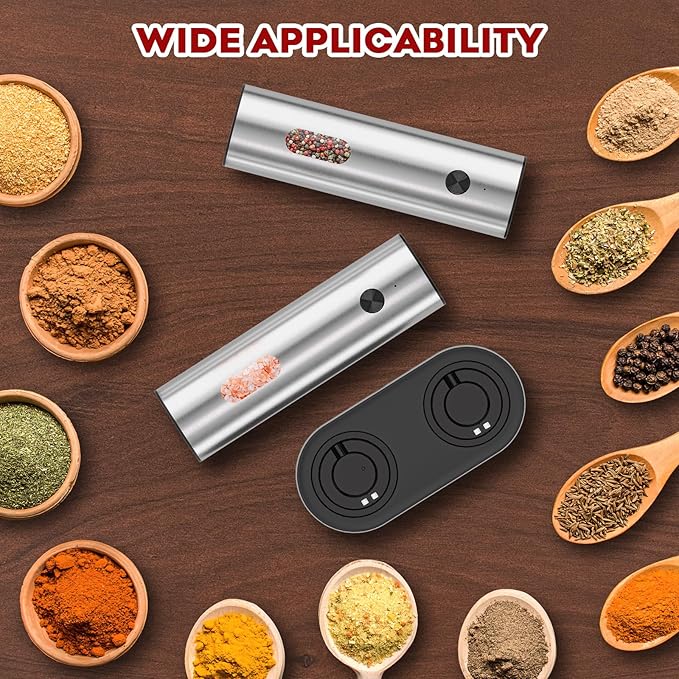 Electric Salt and Pepper Grinder Set: Automatic Rechargeable Salt and Pepper