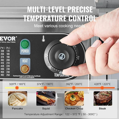 VEVOR Commercial Electric Griddle, 1600W Countertop Half-Flat Top Grill