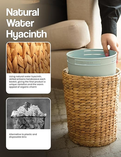 Set of 2 Wicker Trash Can with Lid