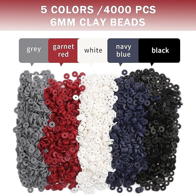4000 Pcs Multicolor Clay Beads for Bracelets Making 6mm Heishi Polymer Clay Bead, Flat Round Disc for Jewelry Making